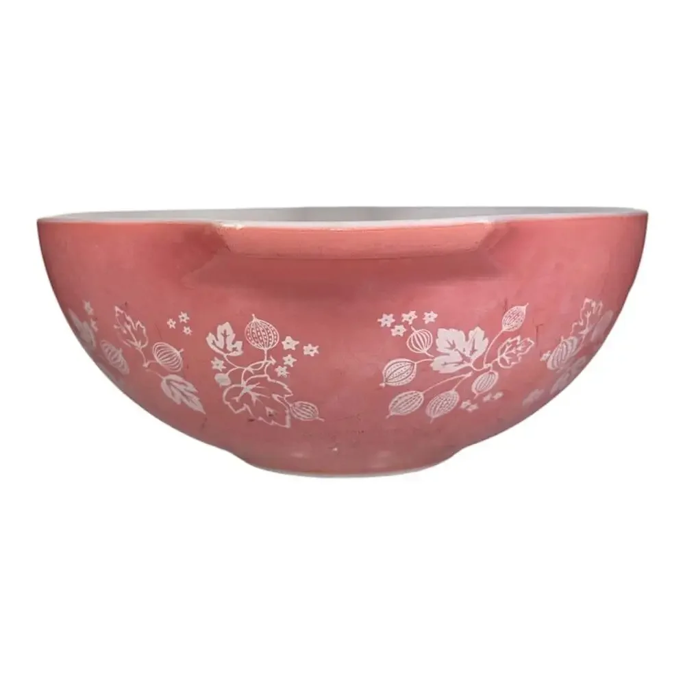 PYREX #444 Pink Gooseberry Cinderella 4 Quart Glass Nesting Mixing Bowl MCM
